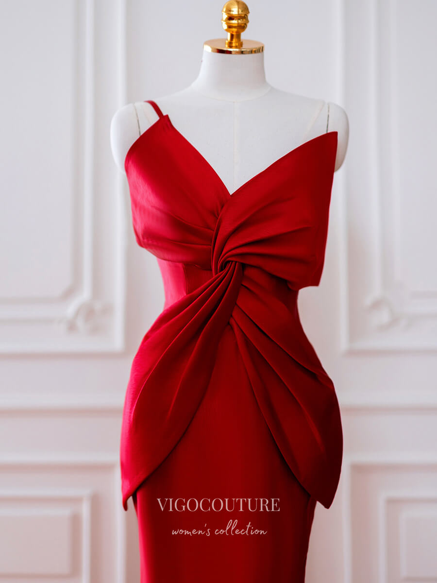 vigocouture-Spaghetti Strap Mermaid Prom Dresses Bow-Tie Evening Dresses 21316-Prom Dresses-vigocouture-