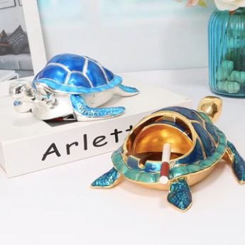cute turtle ashtray with lid alloy colorful cool ash tray