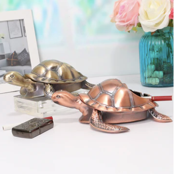 cute turtle ashtray with lid alloy retro cool ash tray