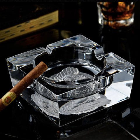Crystal Glass Ashtray for Cigarette Cigar Large Ash Tray Cool Cigar Ashtrays