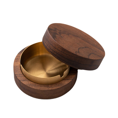 Smokeless Outdoor Ashtray with Lid Wooden, Ashtray Planet