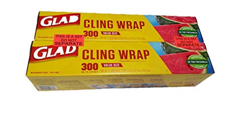 Glad Cling Plastic Wrap, 400 Square Foot Roll, 400 Sq ft (Pack of 2)