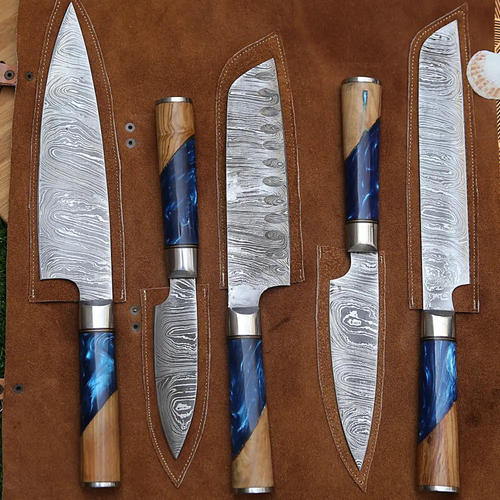 CUSTOM HANDMADE FORGED DAMASCUS STEEL STEAK KNIFE SET CHEF KITCHEN KNIVES  2719
