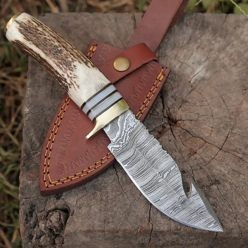 Handmade Stainless Steel Hunting Knife- Steel Engraved Lion on Handle –  White Hills Knives