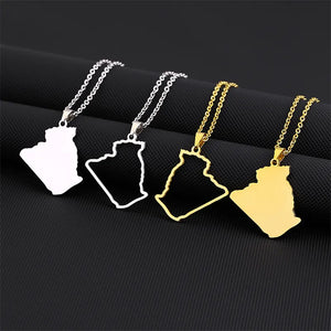 Fashion Outline Algeria Map Stainless Steel Necklace Pendant Jewelry Map of Algerian Chain Necklaces Party Jewelry Gifts - Eyeful Globe