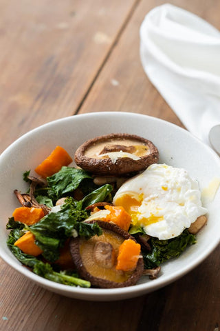 autumn recipe mushroom and kale bowl