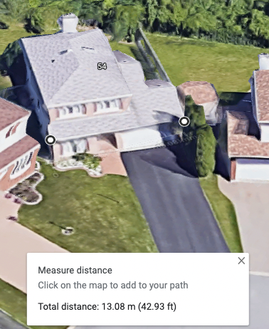 measuring your roofline using Google Maps