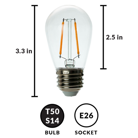 Patio Light Bulb with Dimensions