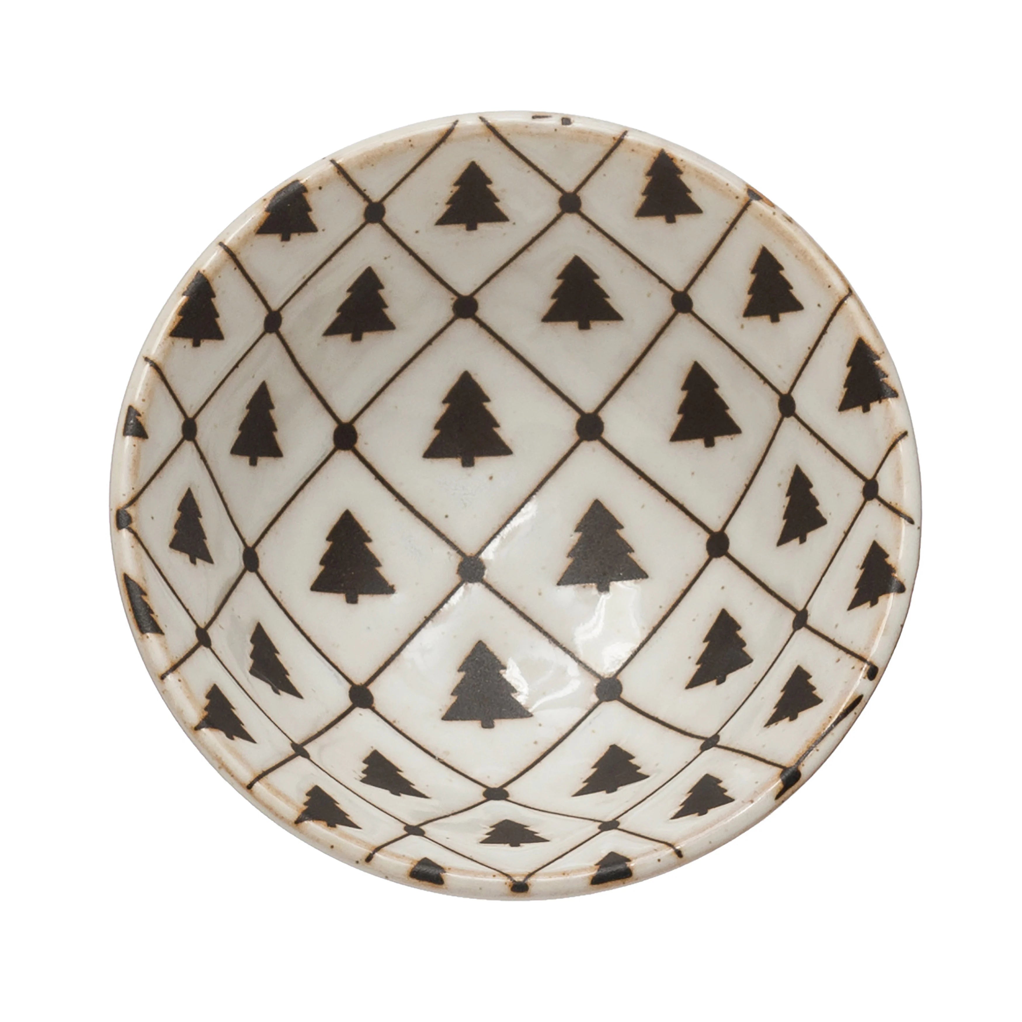 Small Stoneware Dish with Tree Pattern