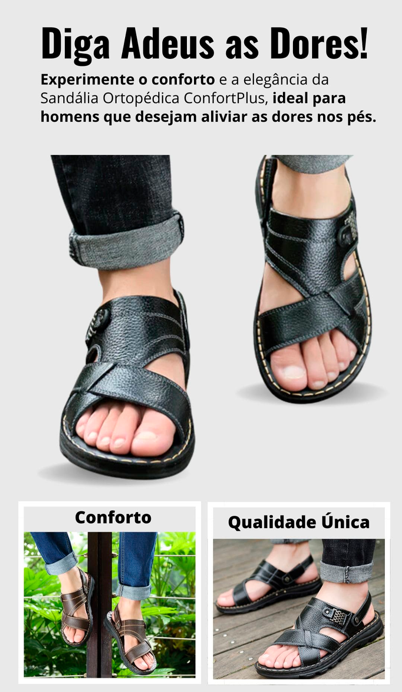 Sandália Masculina Ortopédica em Couro Legítimo |  Compre 1 Nível 2