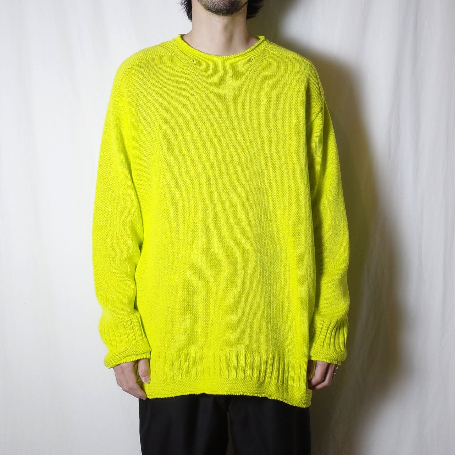 柔らかい innat cotton guernsey sweater lime green | www.tegdarco.com