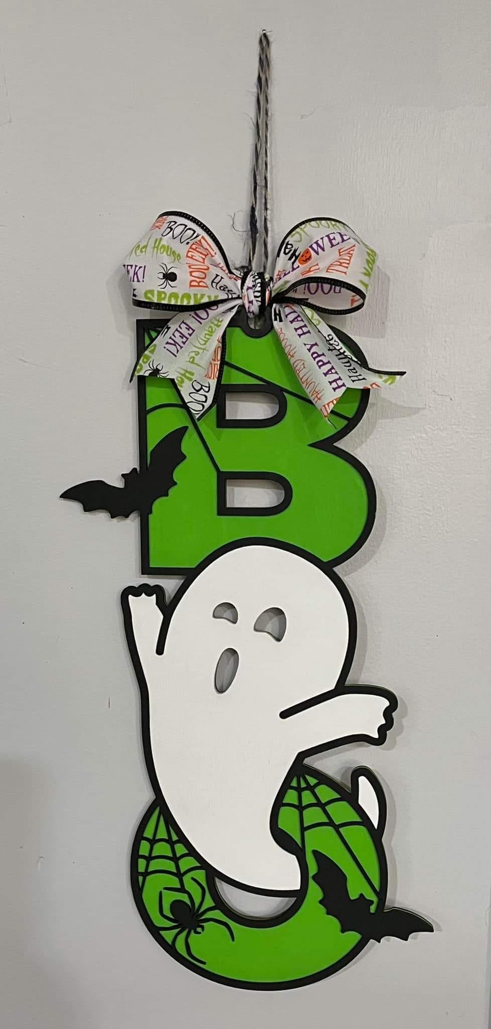 Boo with ghost Door hanger