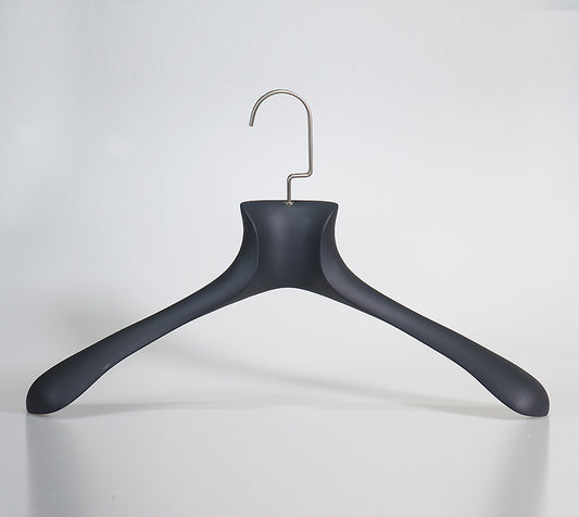 Concave 2” Wide-Shouldered Plastic Jacket Hanger, 16 ½” Black