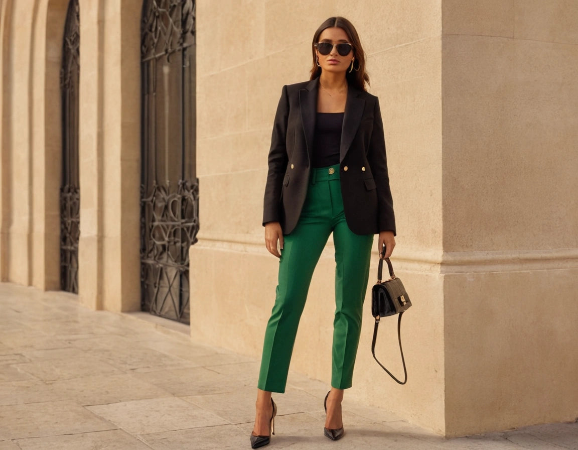 look pantalon vert femme