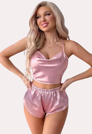 Luxury Silk Satin lace cami shorts set freeshipping - French Daina