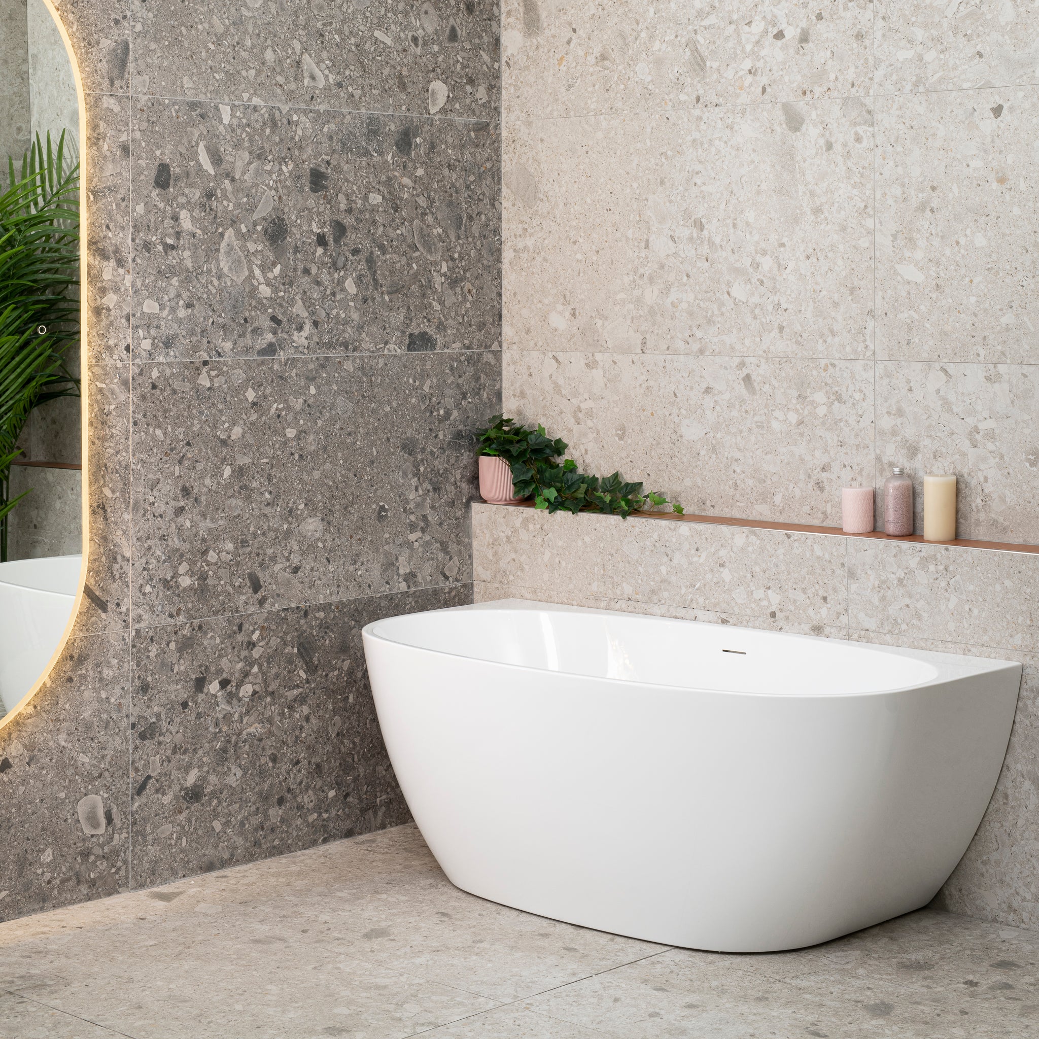 Byron Egg 1500mm Back to Wall Freestanding Bath, Gloss White - Enflair product image