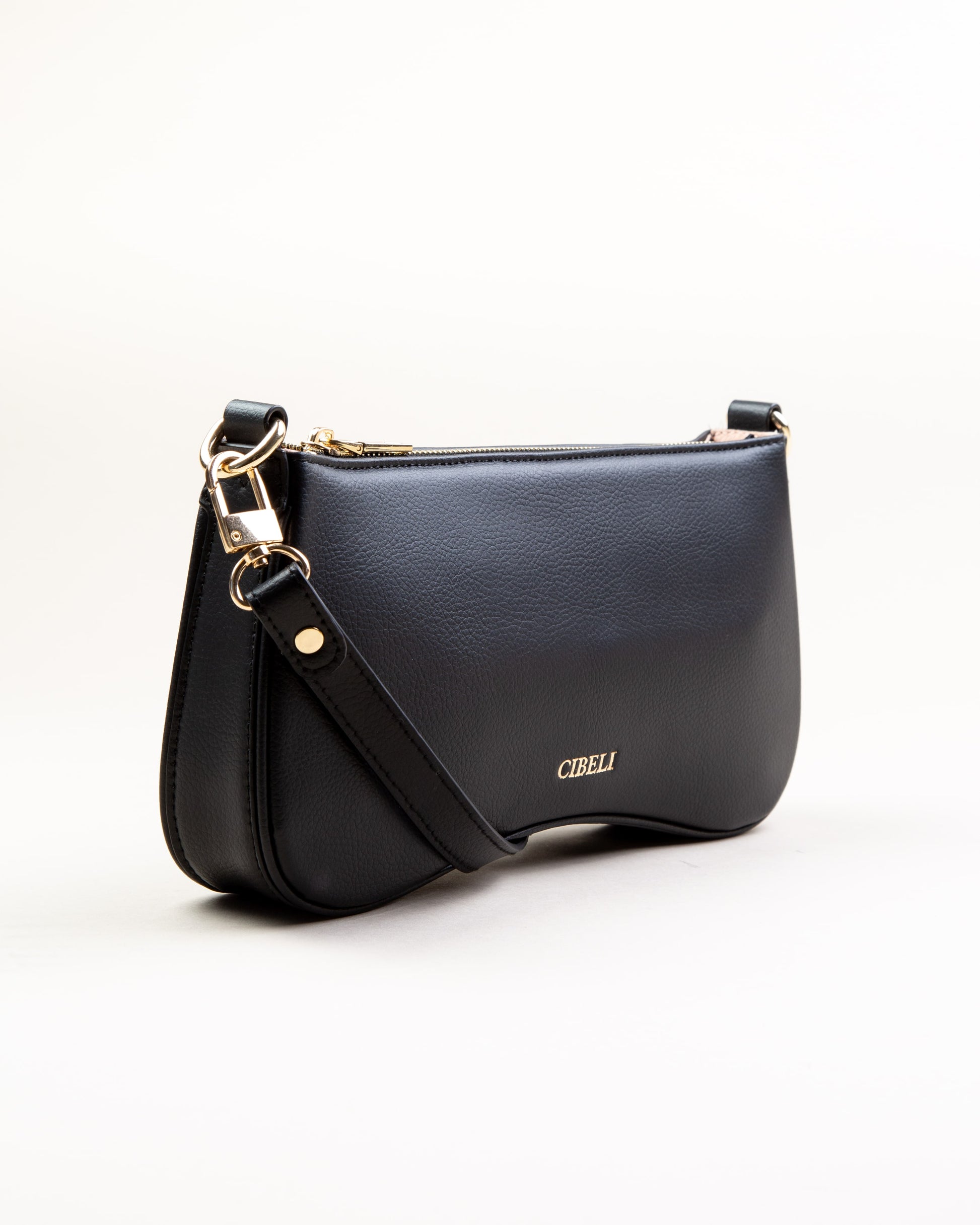 black leather baguette bag