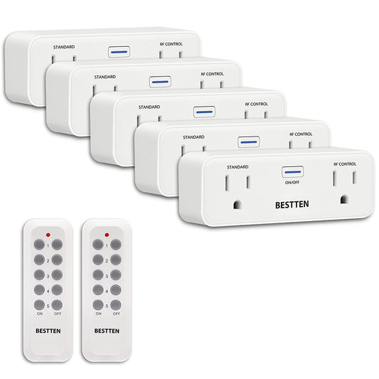 BESTTEN Wireless Remote Control Outlet Set (4 Outlets 2 Remotes