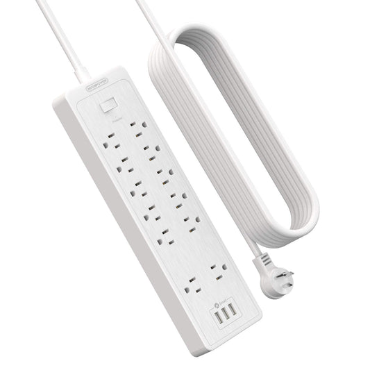 Ntonpower Power Strip 3 Outlets 2 USB Flat Cord