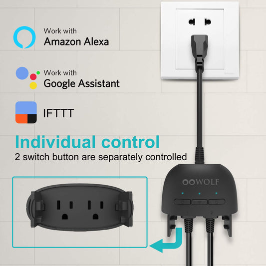 VIVOHOME Outdoor Smart Plug with 3 Individually Controlled Outlets, Timers,  Voice and Remote Control, IP44 Waterproof, 2.4 GHz Wi-Fi, Compatible with  Alexa, Google Home, Work with Tuya Smart Life 