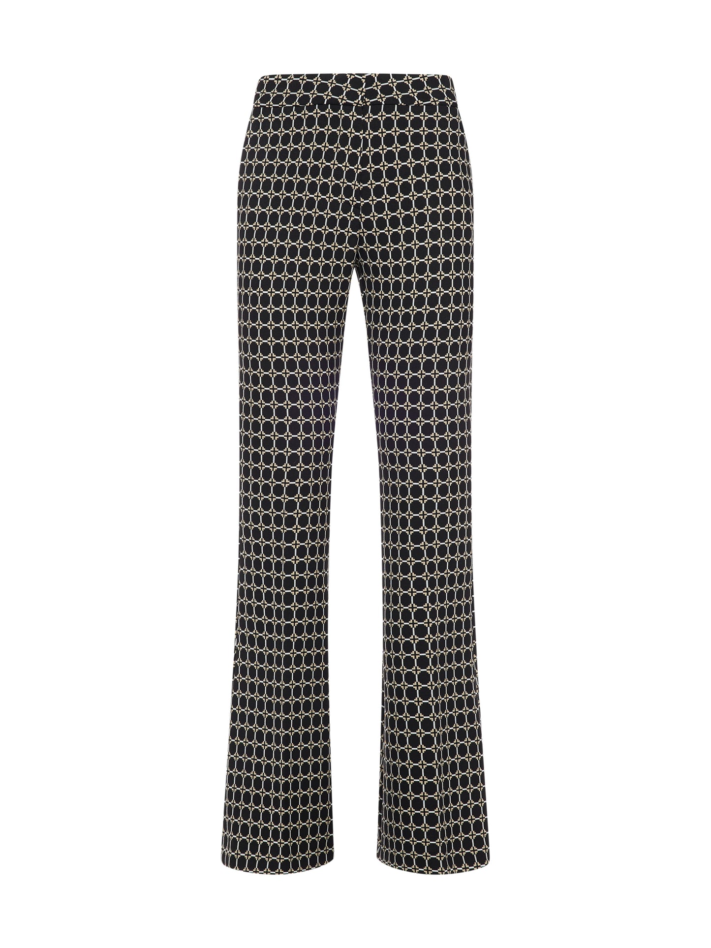 Flare trousers in jacquard with geometric line print