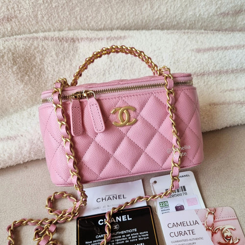 Chanel 22P Small Compact Wallet, Caviar, Pink GHW - Laulay Luxury