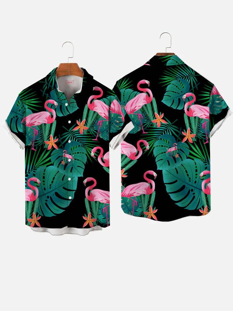 Full-Print Animalistic Design Hand Painted Pink Flamingo Printing Men ...