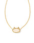 Elisa Cat Necklace | Gold & Iridescent Drusy