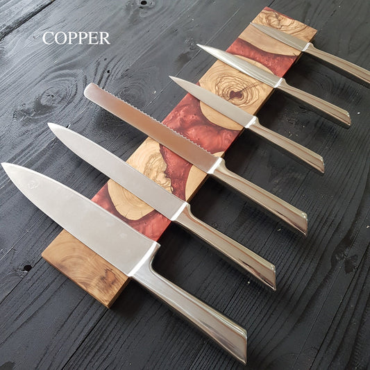 Black Epoxy & Wood Magnetic Knife Block for 6 Knives. Resin -  in 2023