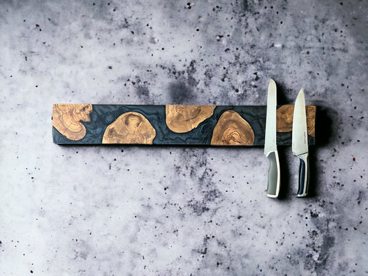 Magnetic Knife Holder (Black Elm & Epoxy) - Carbon Based Designs