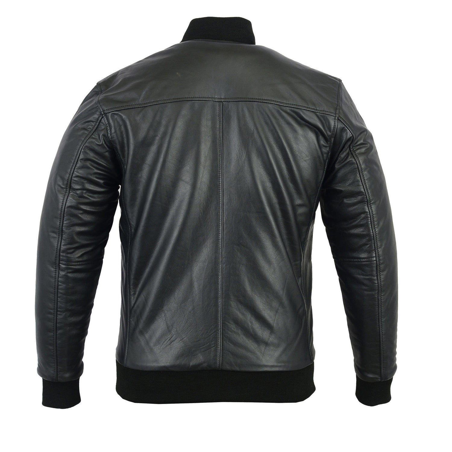 Men's 70'S Bomber Leather Jacket Black Street Inspired Retro Real Shee ...