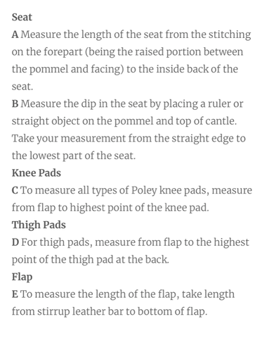 Australian Saddle Measurements