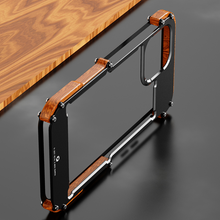 Load image into Gallery viewer, iPhone 13 Pro Max - R-Just Aluminium &amp; Natural Wood Anti-shock Bumper Case
