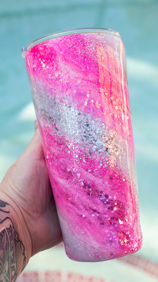 Pink, Teal Glitter Tumbler – Valley Creek Market