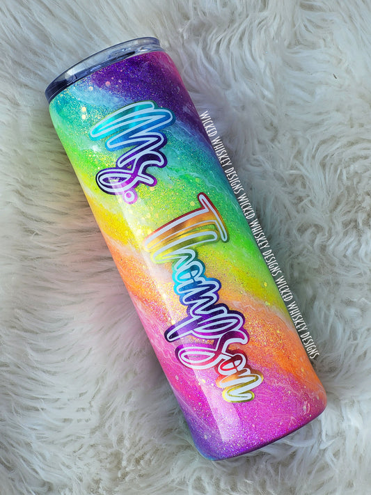 Glitter Tumblers With Unicorn Decal/glittery Custom Tumblers/kid Glitter  Dip Tumbler/glitter Tumbler/ CUSTOM Personalized Kids Tumbler 