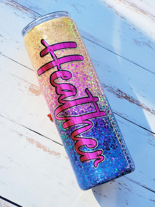 20oz Skinny Tumbler Sublimation Design, Sunset Beach Glitter Tumbler By  99TumblerDesigns