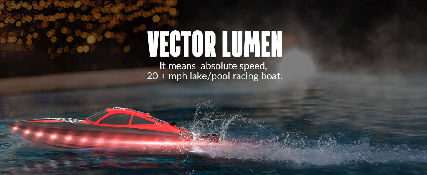 Vector Lumen 20mph Fast RC Boat with LED Lights | VOLANTEXRC | KIDS TOY LOVER