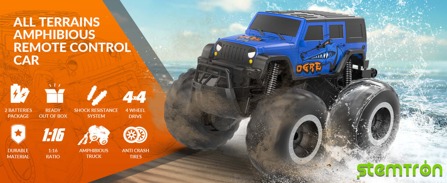 Amphibious All Terrain Off-Road RC Monster Truck | KIDS TOY LOVER