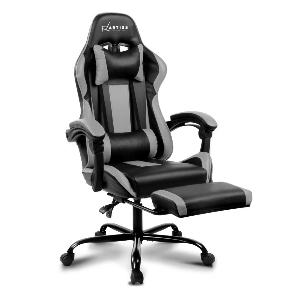 grey and black gaming chair