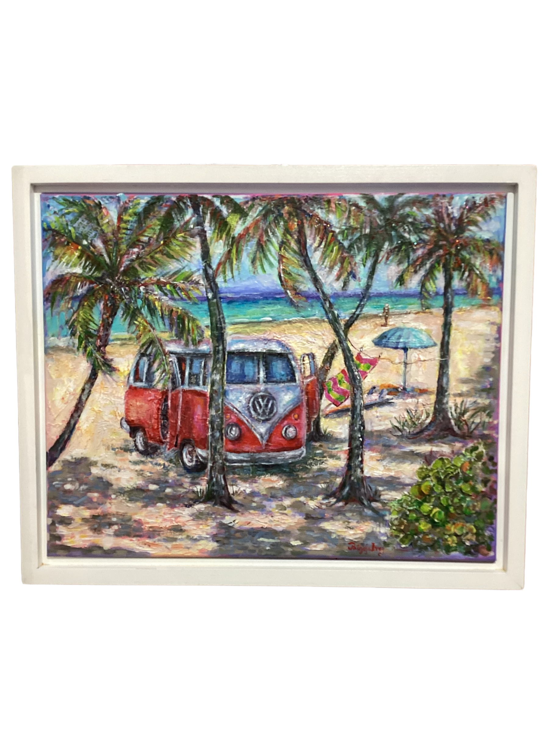 Red VW Bus on the Beach