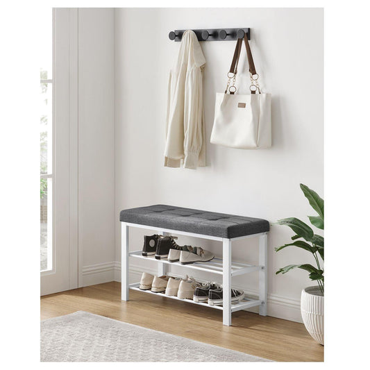 SONGMICS 3-Tier Shoe Rack Storage, Stackable Shoe Shelf Stand, Cool Gray, Size: 29.1