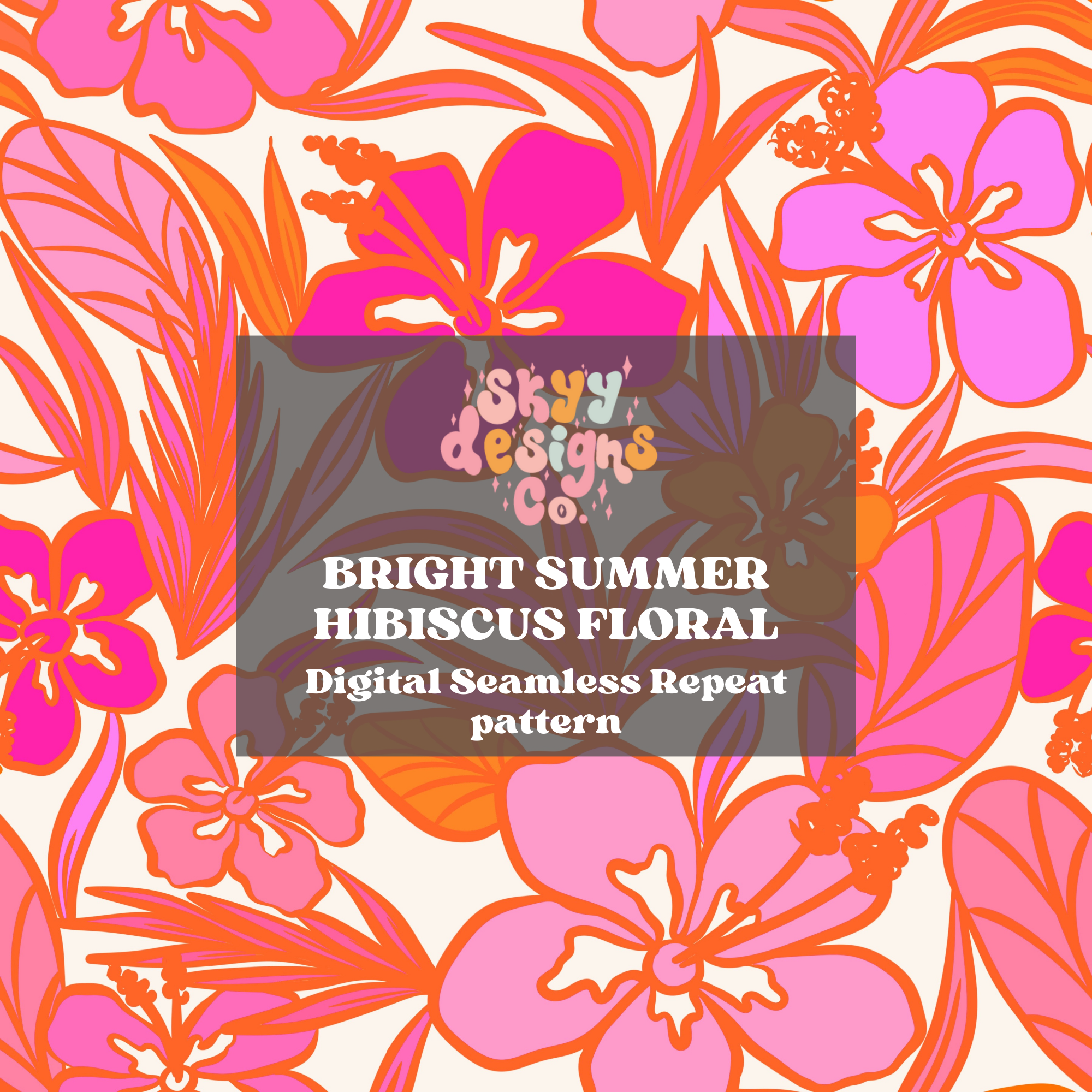 Bright Summer Hibiscus Floral Pattern