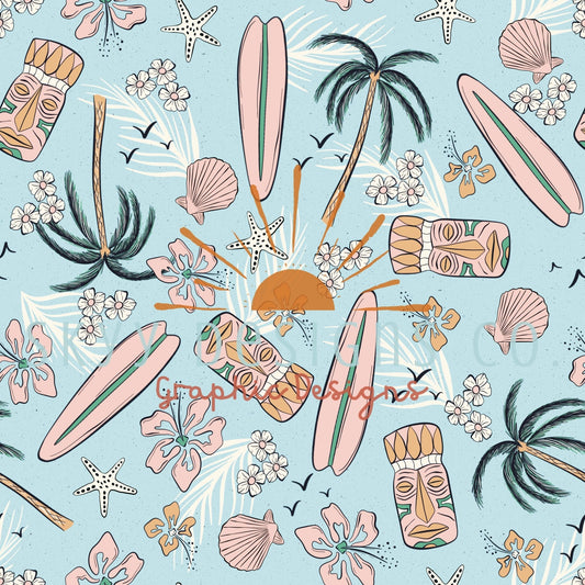 Tropical leaves beachy digital seamless pattern for fabrics and wallpapers,  Tropical summer gender neutral seamless pattern