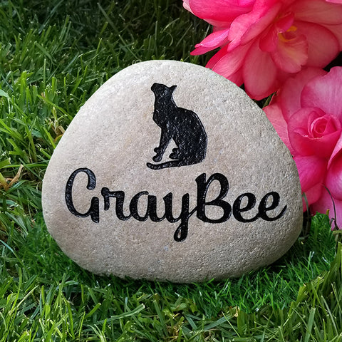 Personalized pet memorial stone for a cat