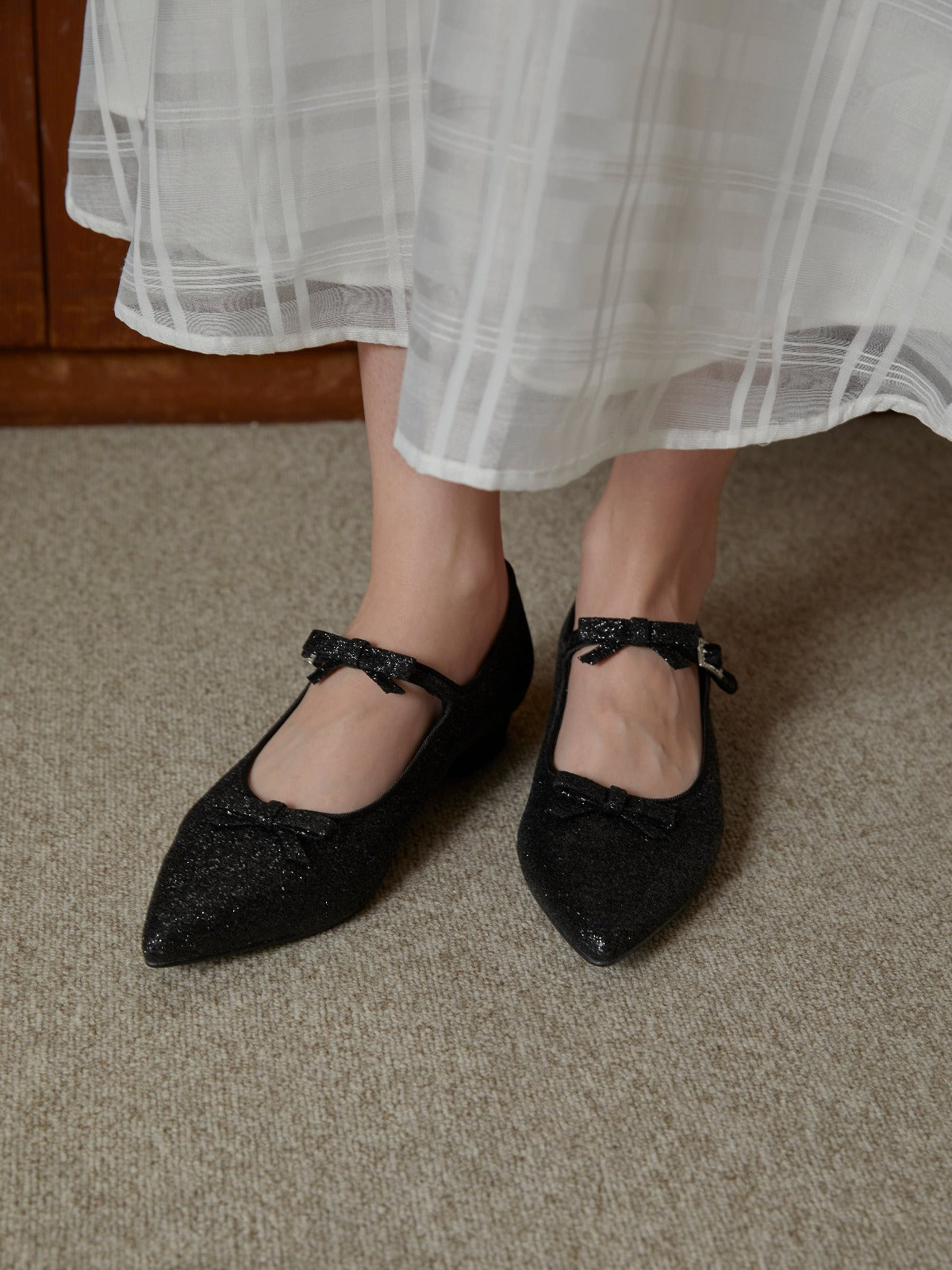 Miroamurette VELOUR FRILL BLOOM BALLET SHOES