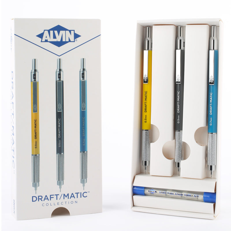 幅広type Alvin dm357?C Draftmatic Mechanical Pencils、3のセット