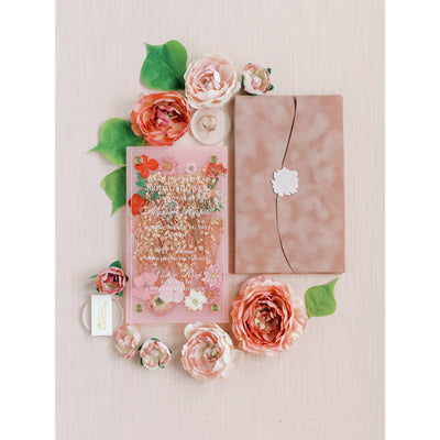 Janice Paper  Wedding Invitations supplies: Romantic Pink Floral Clear Acrylic  Wedding Invitation ACR26