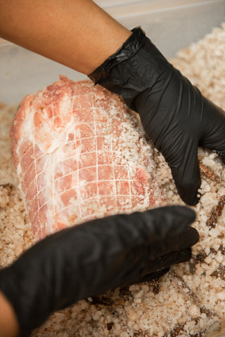 Our coppa during curing process in our workshop in bangkok