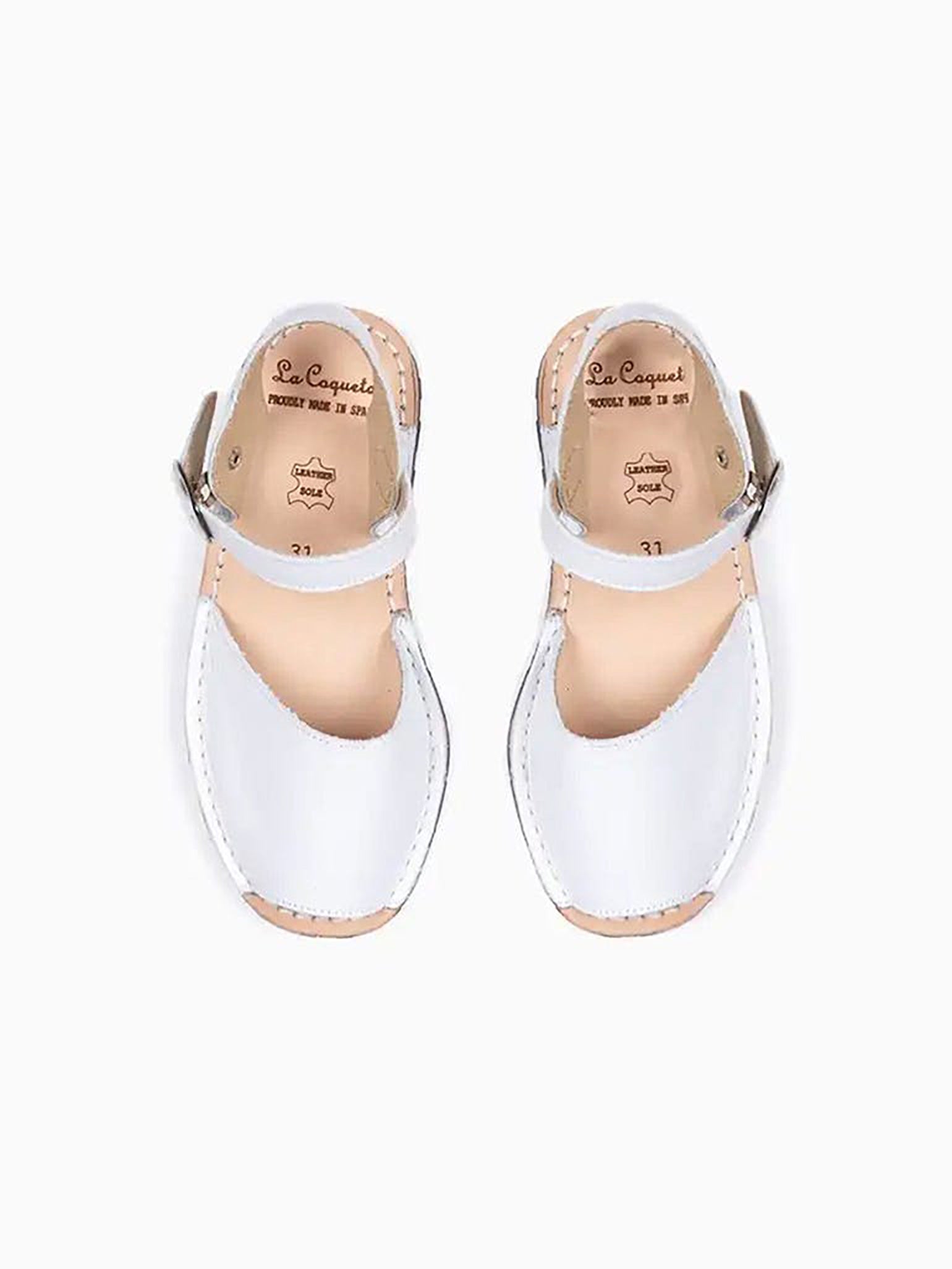 Image of White Avarca Leather Kids Sandals