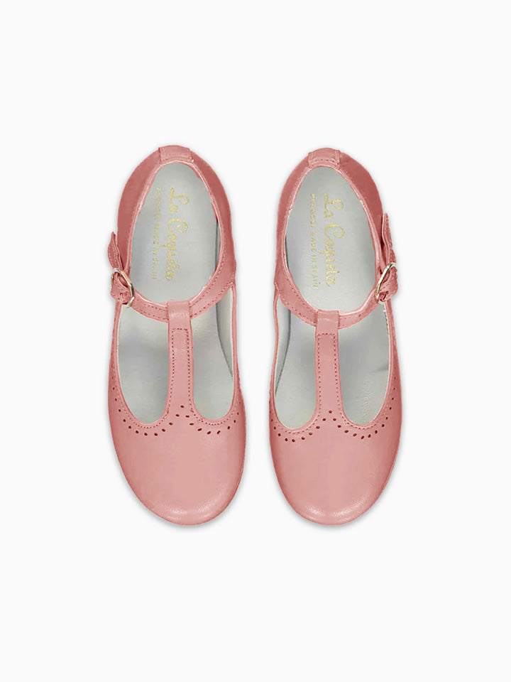Image of Pink Leather Girl T-Bar Shoes